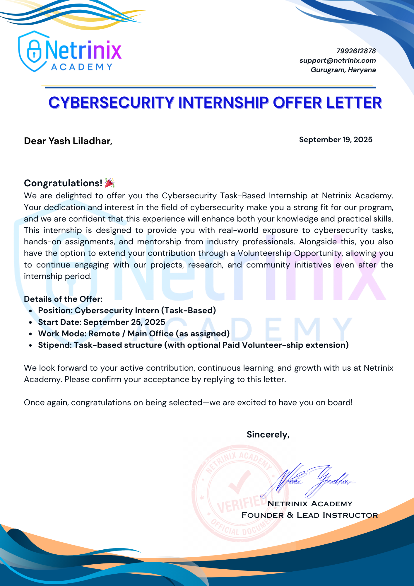 Sample Letter of Recommendation