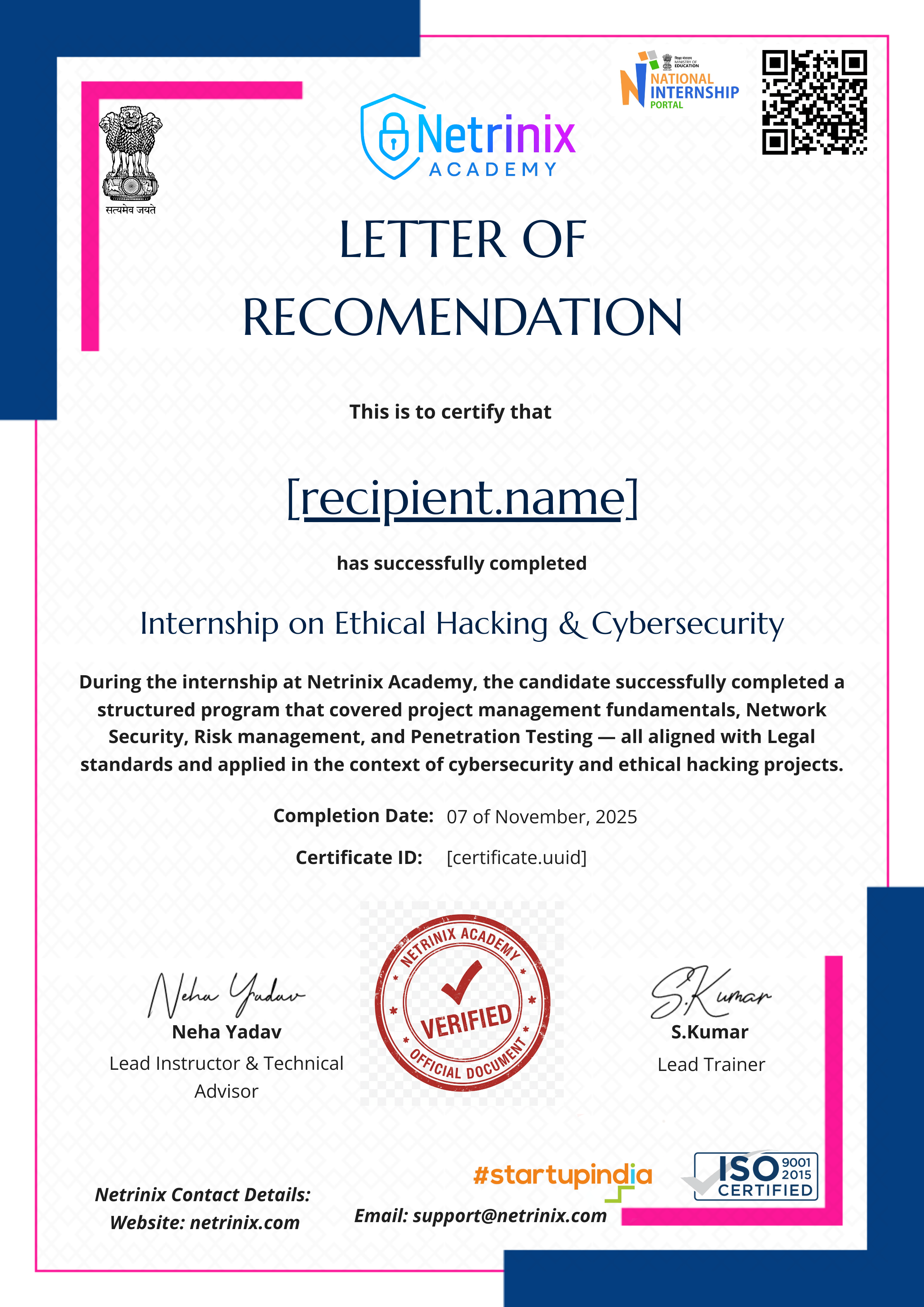 Letter of Recommendation